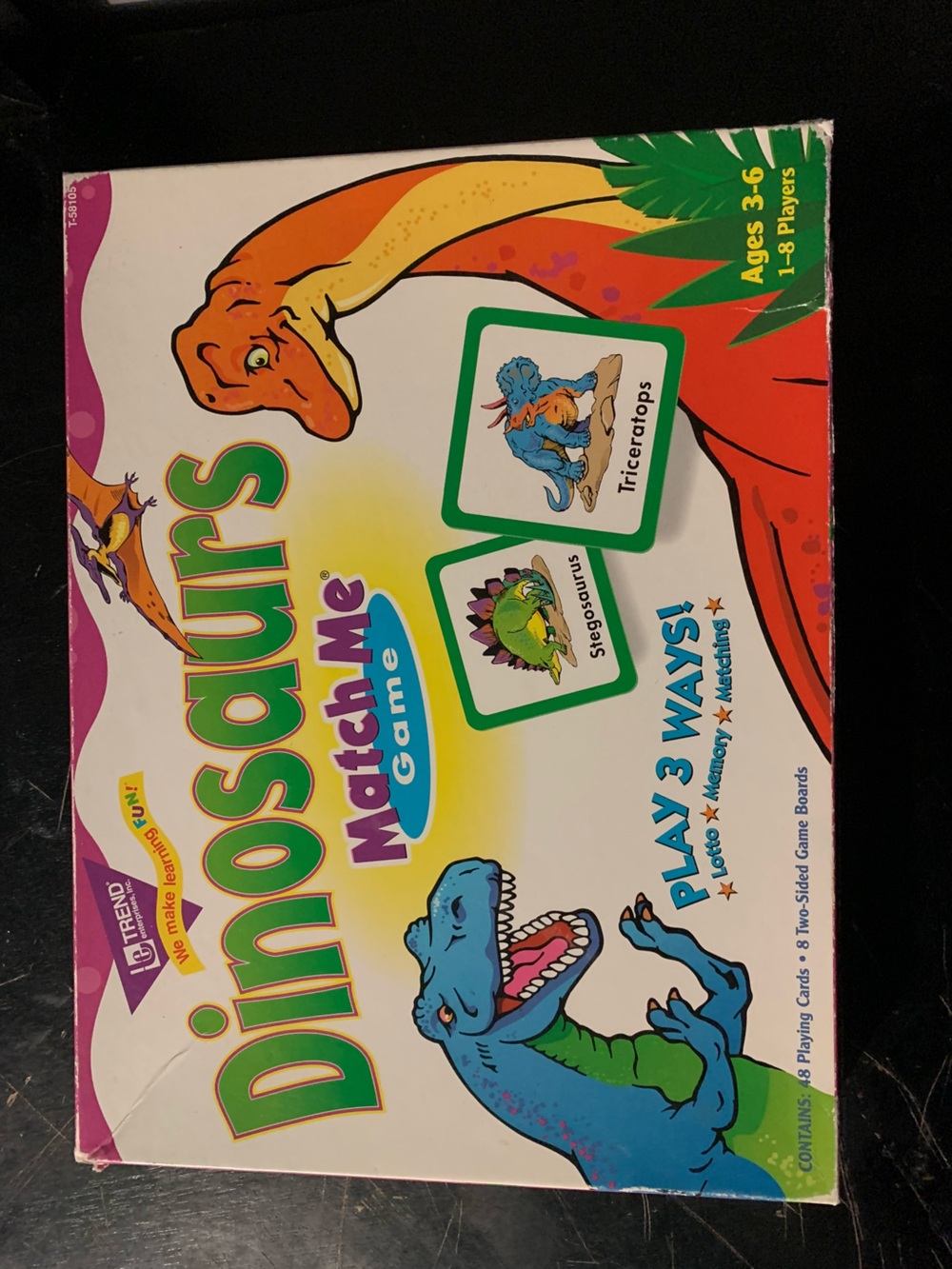 Vintage 1997 Trend Enterprises Dinosaur Match Me Matching Game Complete